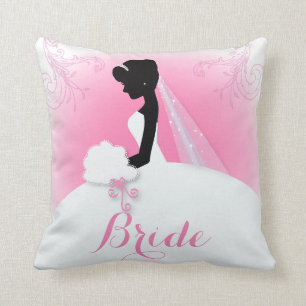 Bridal Mrs Right Pink Braut Silhouette Kissen