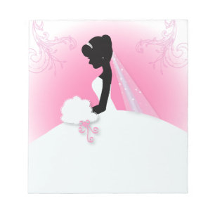 Bridal Mrs Right Pink Braut Silhouette Notizblock