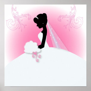Bridal Mrs Right Pink Braut Silhouette Poster