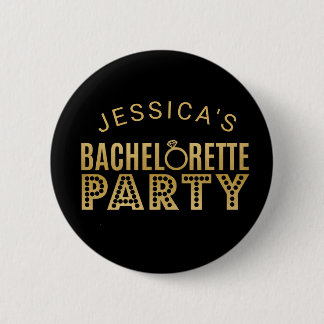 Bridal Party Gold Bachelorette Party Badges Pin Button