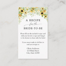 Bridal-Rezeptionskarte für Sonnenblumen Begleitkarte