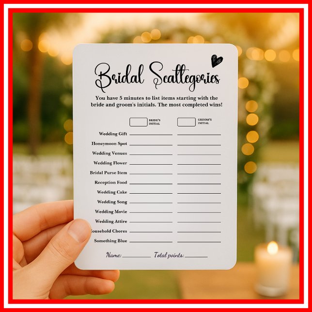 Bridal Scattegories Brautparty Game Eleganter Spaß Einladung (Von Creator hochgeladen)