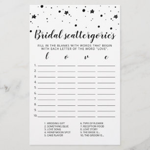 Bridal Scattergories bearbeitbares Brautparty
