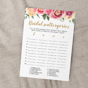 Bridal Scattergories editierbare Brautparty Card Einladung