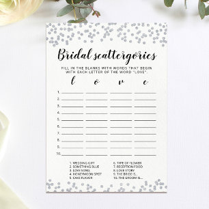 Bridal Scattergories editierbare Brautparty Card Einladung