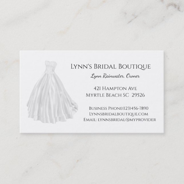 Bridal Shop Business Card Visitenkarte (Vorderseite)