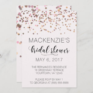 Bridal Showeinladung - Rosa Rose Gold Confetti Einladung