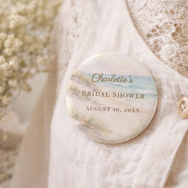 Bridal Shower beach coastal elegant Button