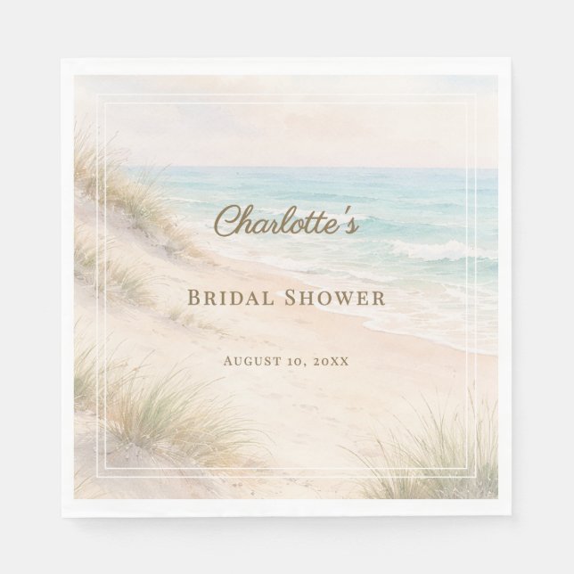 Bridal Shower beach coastal elegant luncheon Serviette (Vorderseite)