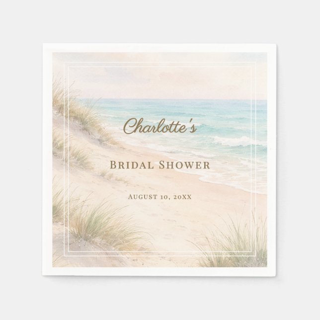 Bridal Shower beach coastal elegant Serviette (Vorderseite)