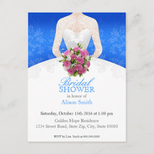 Bridal Shower blue invitation Einladungspostkarte