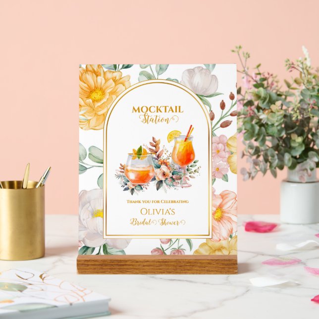 Bridal Shower Drink Bar Floral Mocktail Station Acrylschild (Hochzeit)