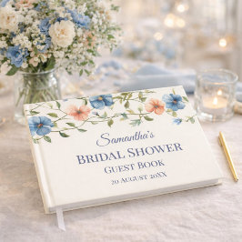 Bridal Shower Dusty Blue Floral Watercolor  Gästebuch