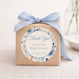 Bridal Shower Dusty Blue Floral Watercolor Runder Aufkleber