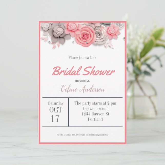 Bridal Shower Einladung Blume Card (Stehend Vorderseite)