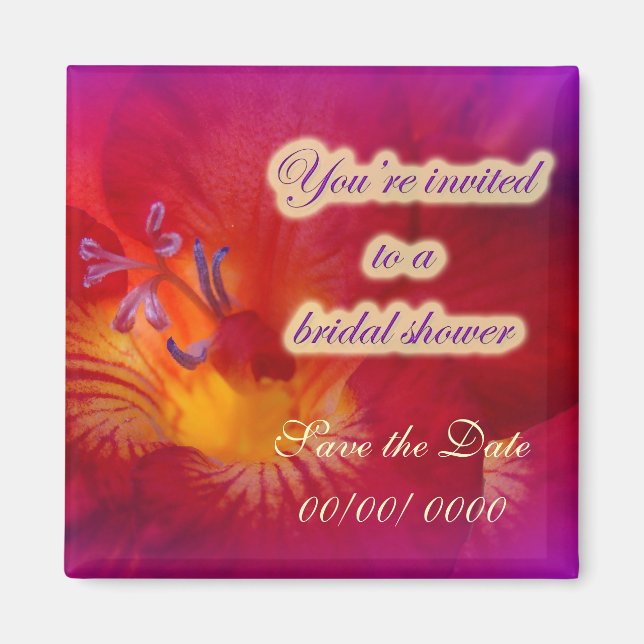 Bridal Shower Einladung Red Freesia Magnet (Vorne)
