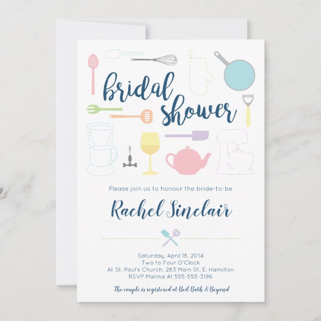 Bridal Shower Einladung - Thema Pastel Kitchen (Vorderseite)