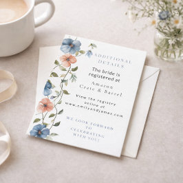 Bridal Shower Elegant Blue Floral Event Details Begleitkarte