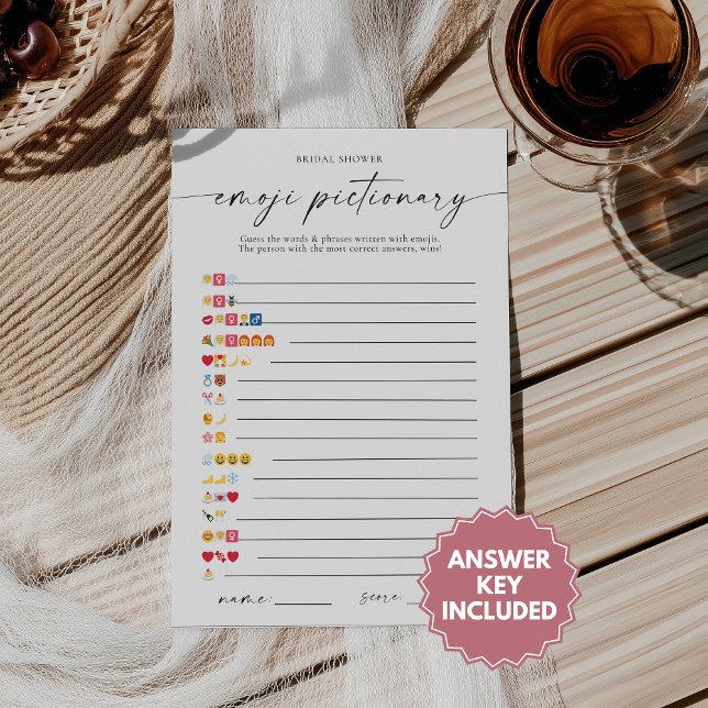 Bridal Shower Emoji Pictionary Game With Answers Einladung (Von Creator hochgeladen)