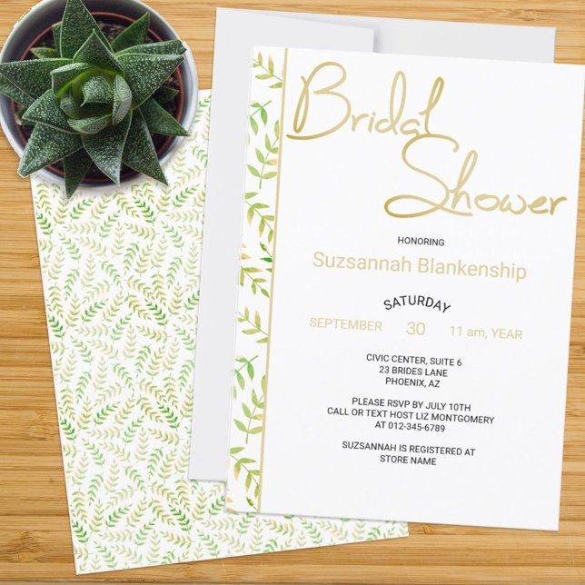 Bridal Shower Fern Leaf Border Einladung (Von Creator hochgeladen)