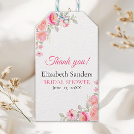 Bridal Shower Floral Watercolor | Pink Roses Geschenkanhänger