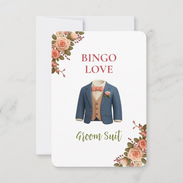 Bridal Shower Game Bingo Card – Groom Suit (Vorderseite)