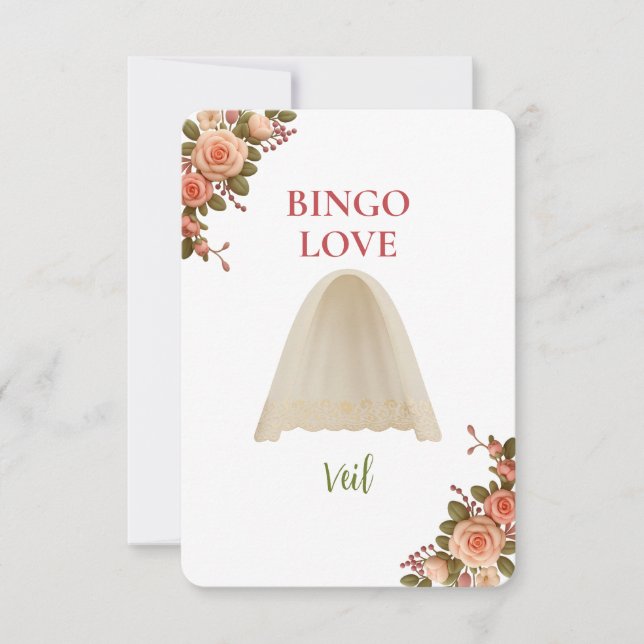 Bridal Shower Game Bingo Card – Veil (Vorderseite)