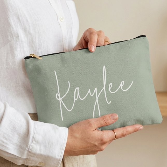 Bridal shower gift, Custom sage pouch for her mom Zubehörtasche (custom engagement party pouch gift, bridesmaid thank you gift pouch, wedding accessories pouch gift)