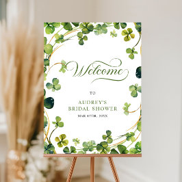 Bridal Shower Greenery Shamrock Welcome Sign Poster