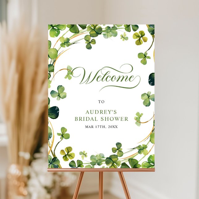 Bridal Shower Greenery Shamrock Welcome Sign Poster (Von Creator hochgeladen)