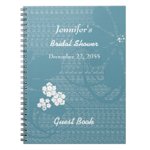 Bridal Shower Guest book Blue Floral Notebook Notizblock