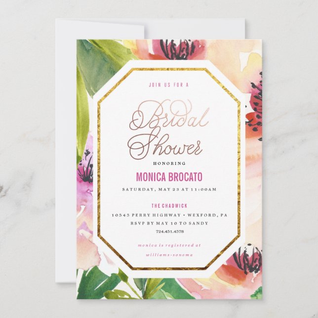 BRIDAL SHOWER INVITATION - Aquarellfarben-Blume in Einladung (Vorderseite)