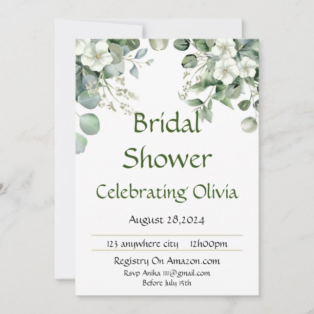 BRIDAL SHOWER INVITATION BOTANISCHE BOTANISCHE FLO SAVE THE DATE (Vorderseite)