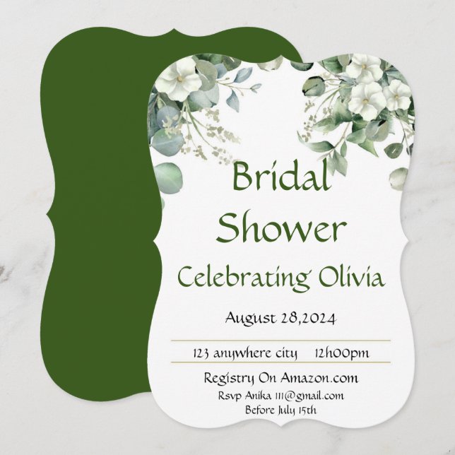 BRIDAL SHOWER INVITATION BOTANISCHE BOTANISCHE FLO SAVE THE DATE (Vorne/Hinten)