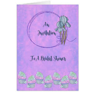 Bridal Shower Invitation Card, Lavendel mit Iris