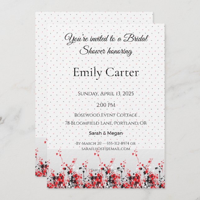 Bridal Shower Invitation Elegant Floral Template Einladung (Vorne/Hinten)