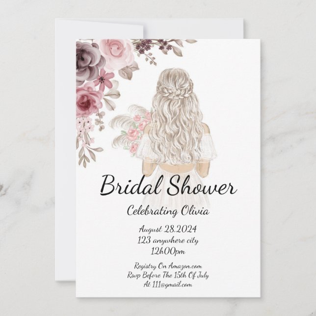 BRIDAL SHOWER INVITATION FLORAL SAVE THE DATE (Vorderseite)
