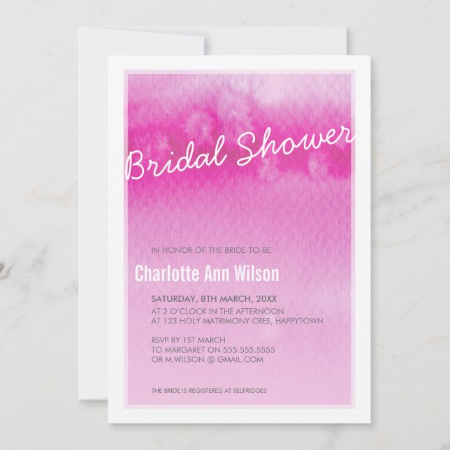 BRIDAL SHOWER INVITATION : Ober-Aquarell Einladung (Vorderseite)
