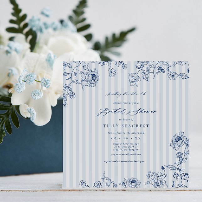 Bridal Shower Invitation Something Blue Stripes Einladung (Von Creator hochgeladen)