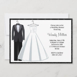 Bridal Shower Invitation - Tux und Hochzeitskleid Einladung