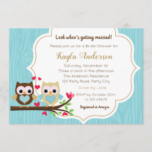 Bridal Shower Invitations (Blue Gold) mit Owls Einladung