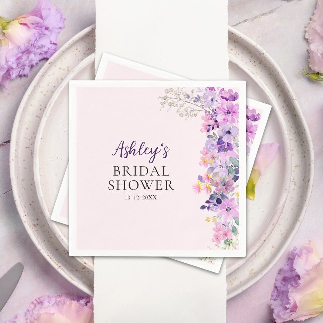 Bridal Shower Invite with Purple Spring Wildflower Serviette (Von Creator hochgeladen)