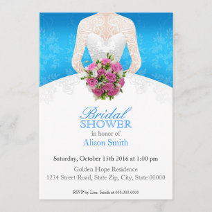 Bridal Shower light blue invitation Einladung