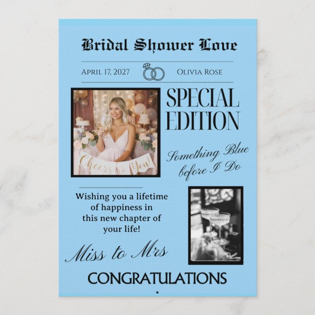 BRIDAL SHOWER LOVE CARD (+Download option) Einladung (Vorderseite)