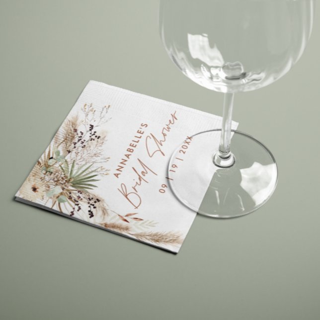 Bridal shower pampas grass modern boho elegant nap serviette (Von Creator hochgeladen)