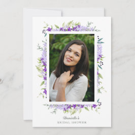 Bridal Shower Purple Shades Flower Branches Photo Einladung