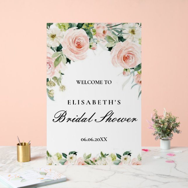 Bridal shower rosa oro floral Foam Boards Acrylschild (Hochzeit)