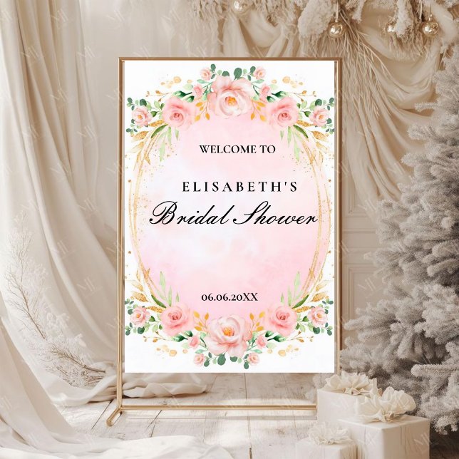 Bridal shower rosa oro floral Foam Boards Poster (Von Creator hochgeladen)