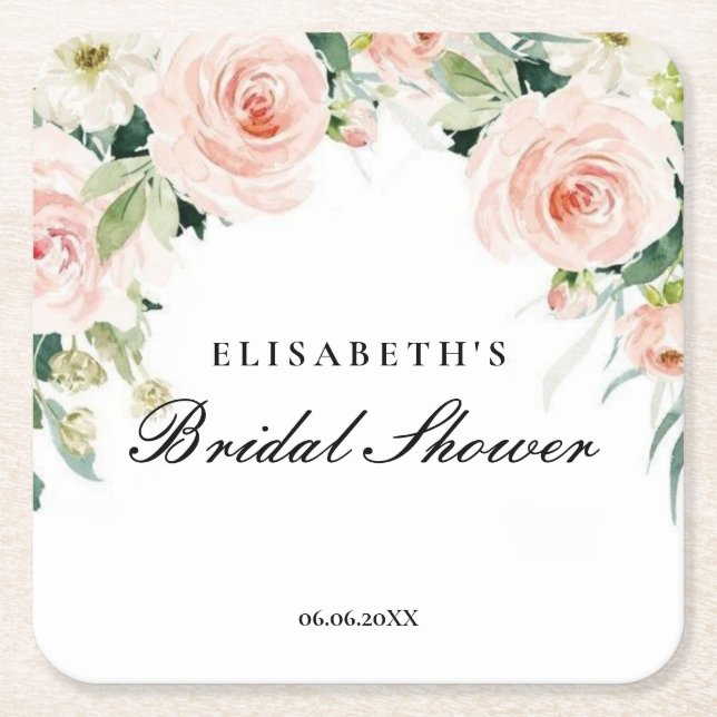 Bridal shower rosa oro floral Foam Boards Rechteckiger Pappuntersetzer (Vorderseite)