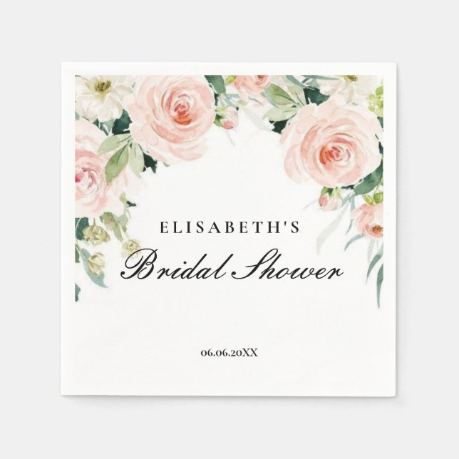 Bridal shower rosa oro floral Foam Boards Serviette (Vorderseite)